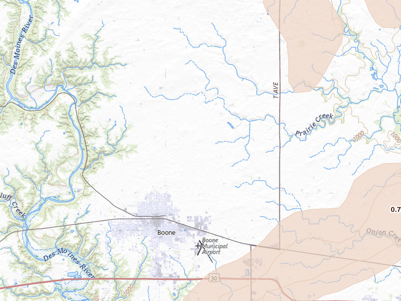 Radar-estimated hail-size map of the storm over Boone, IA