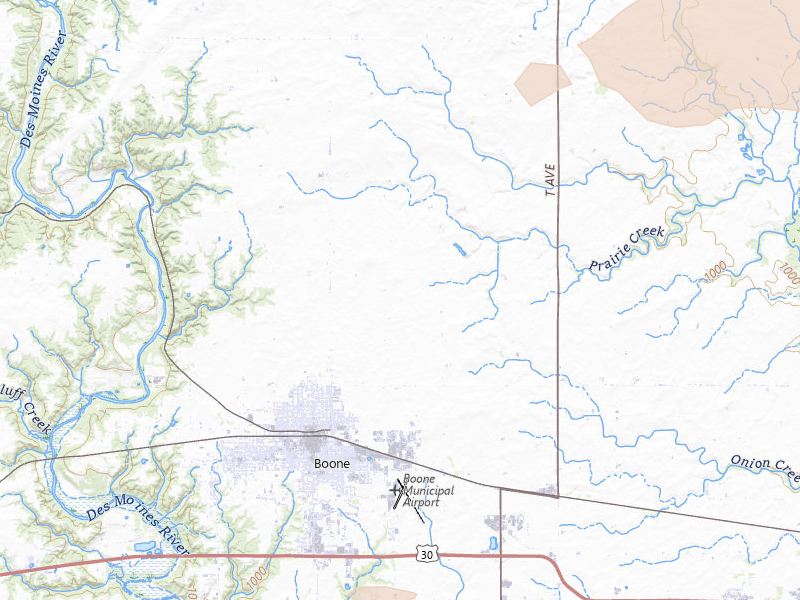 Radar-estimated hail-size map of the storm over Boone, IA on Jun 10, 2026