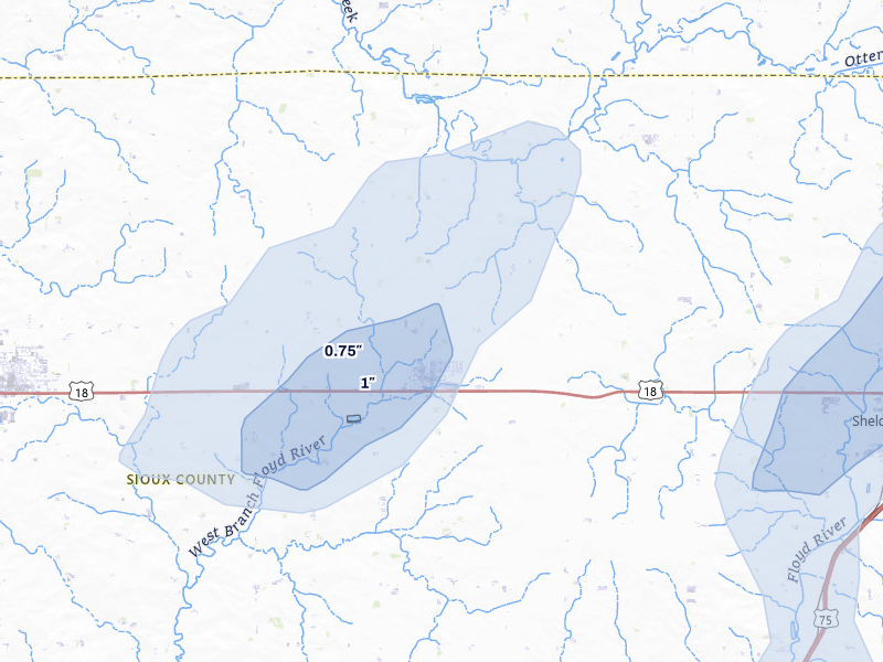 NEXRAD radar-signature map of the hail storm over Boyden, IA on May 17, 2026