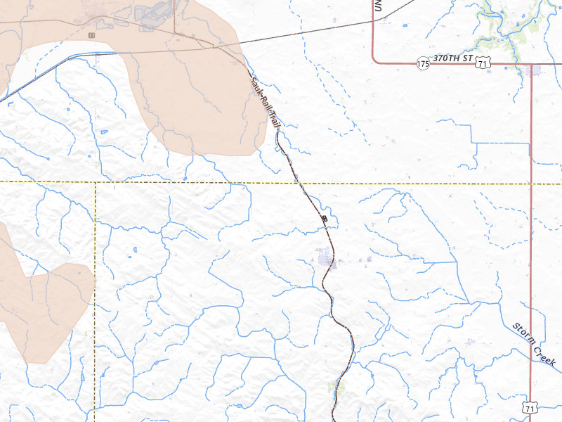 Radar-estimated hail-size map of the storm over Breda, IA on Jul 8, 2026