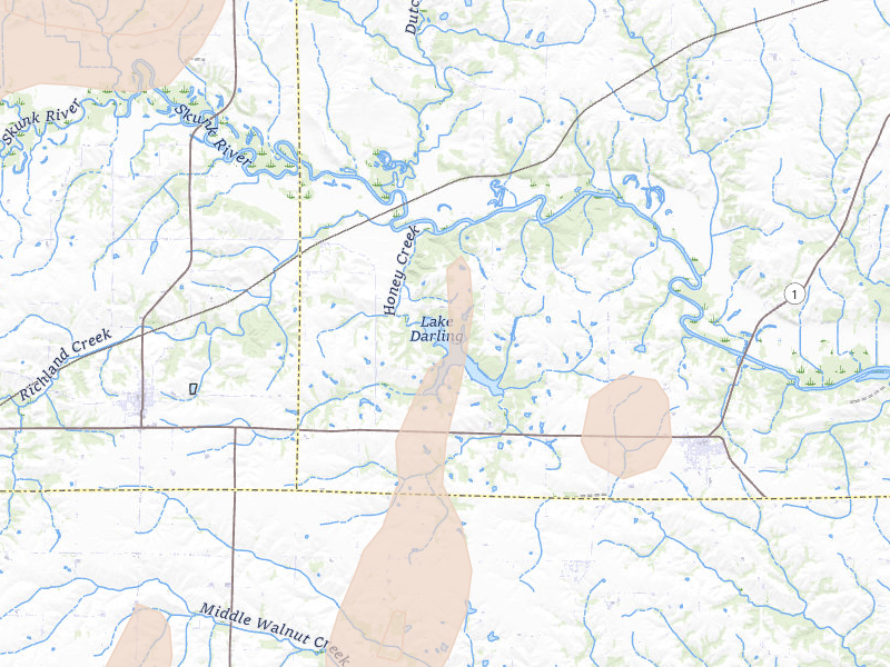 Radar-estimated hail-size map of the storm over Brighton, IA on Apr 2, 2026