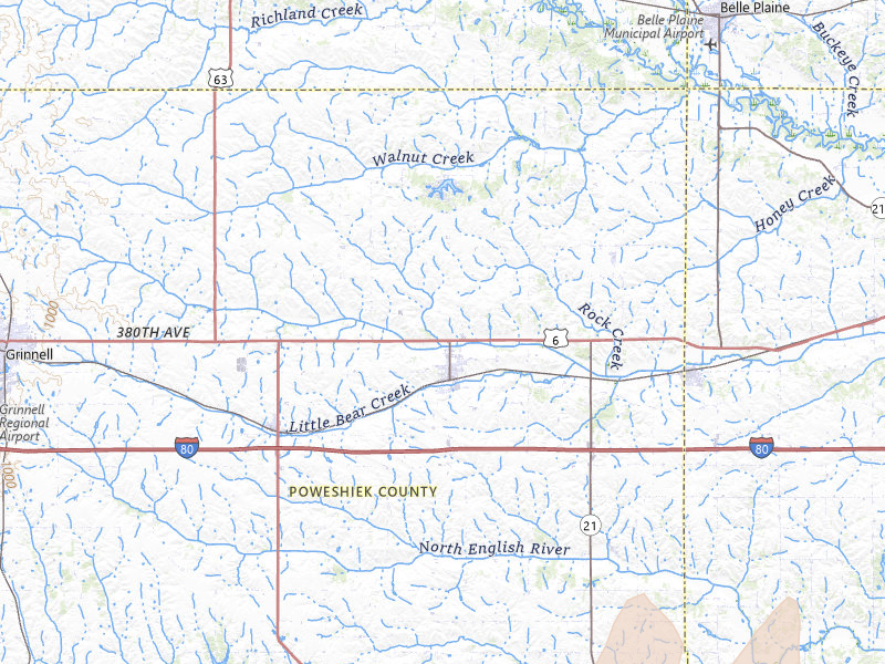 Radar-estimated hail-size map of the storm over Brooklyn, IA on Apr 23, 2026