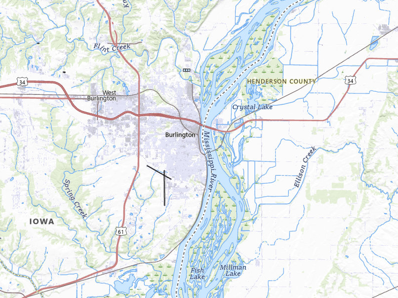 Radar-estimated hail-size map of the storm over Burlington, IA on Apr 17, 2026