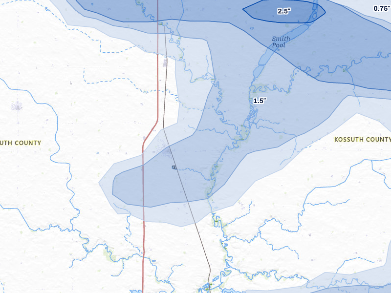 NEXRAD radar-signature map of the hail storm over Burt, IA on May 15, 2026