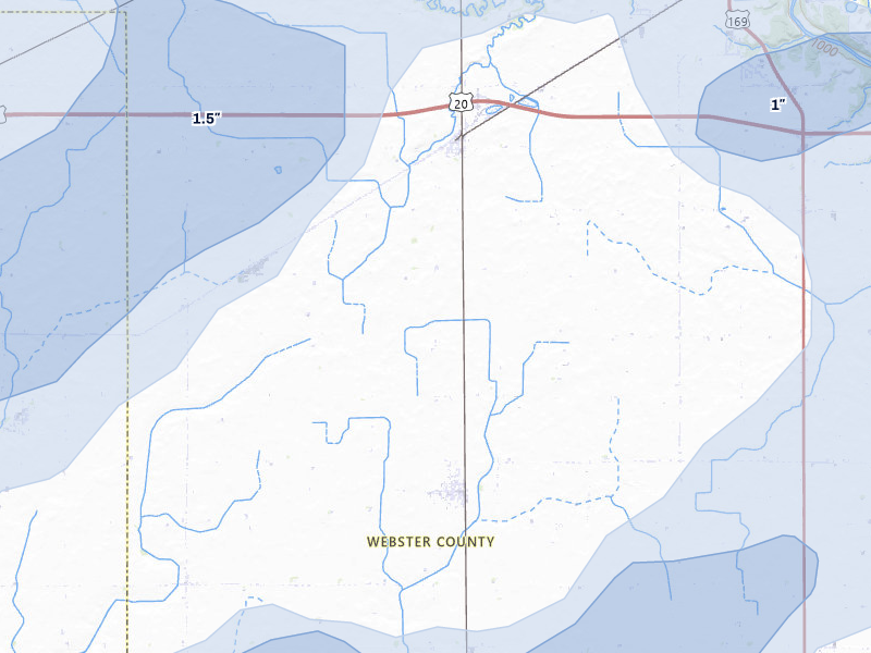 NEXRAD radar-signature map of the hail over Callender, IA