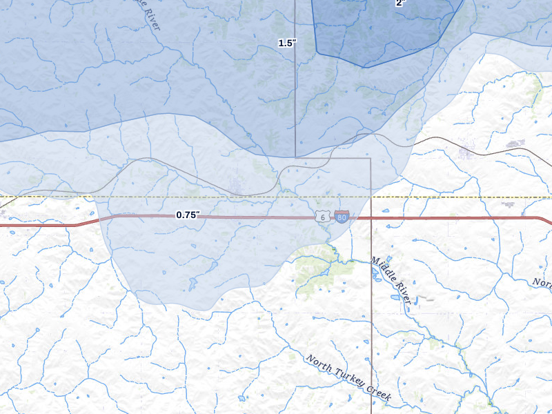 NEXRAD radar-signature map of the hail storm over Casey, IA on Mar 30, 2026