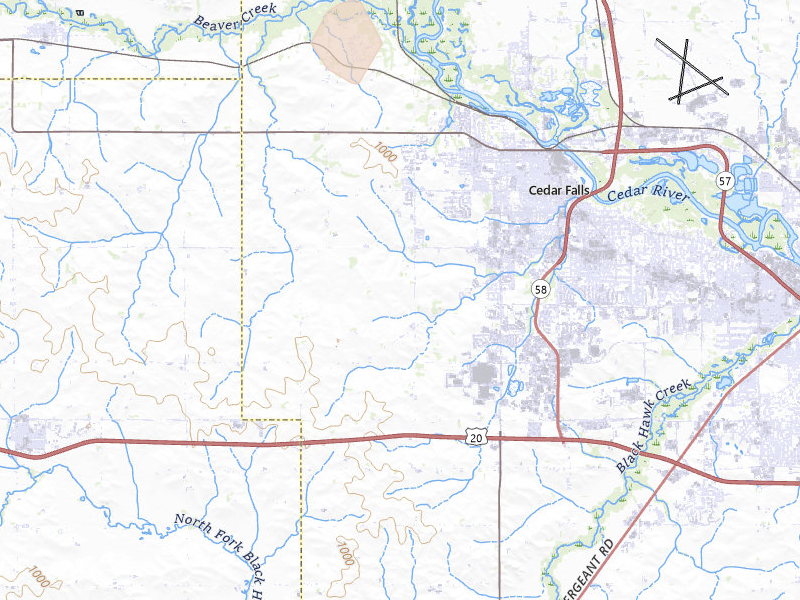 Radar-estimated hail-size map of the storm over Cedar Falls, IA on Jul 26, 2026
