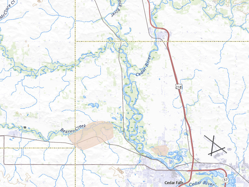 Radar-estimated hail-size map of the storm over Cedar Falls, IA on Aug 7, 2026