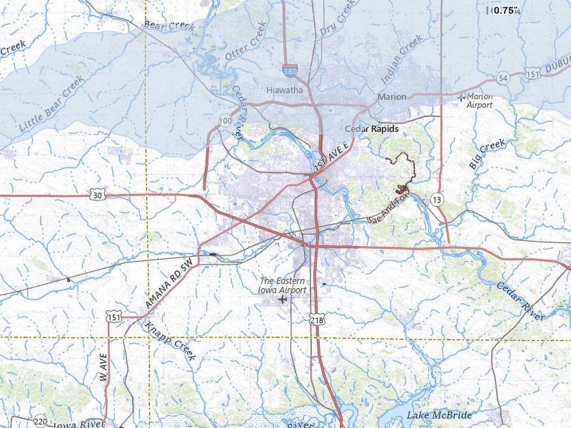 NEXRAD radar-signature map of the hail storm over Cedar Rapids, IA on Mar 30, 2026