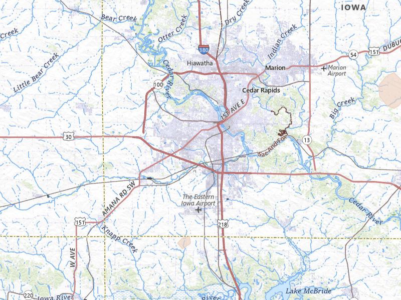 Radar-estimated hail-size map of the storm over Cedar Rapids, IA on Jun 11, 2026