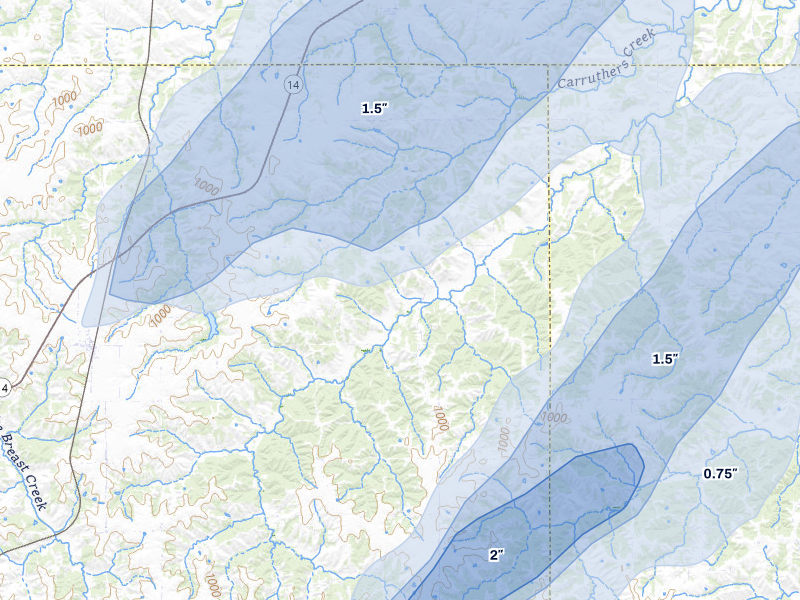 NEXRAD radar-signature map of the hail over Chariton, IA
