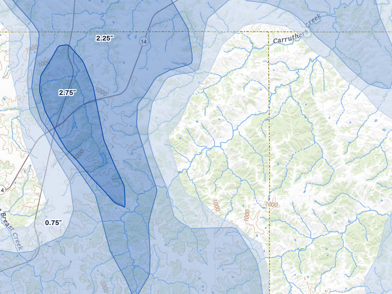NEXRAD radar-signature map of the hail storm over Chariton, IA on Jun 5, 2026