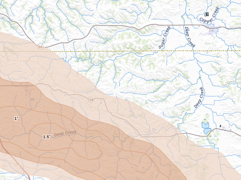 Radar-estimated hail-size map of the storm over Charlotte, IA on Jun 28, 2026
