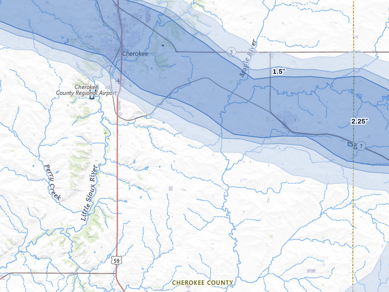 NEXRAD radar-signature map of the hail storm over Cherokee, IA on May 15, 2026