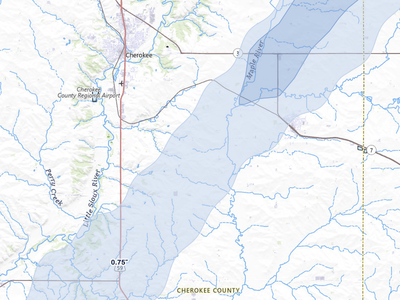 NEXRAD radar-signature map of the hail storm over Cherokee, IA on Jun 30, 2026
