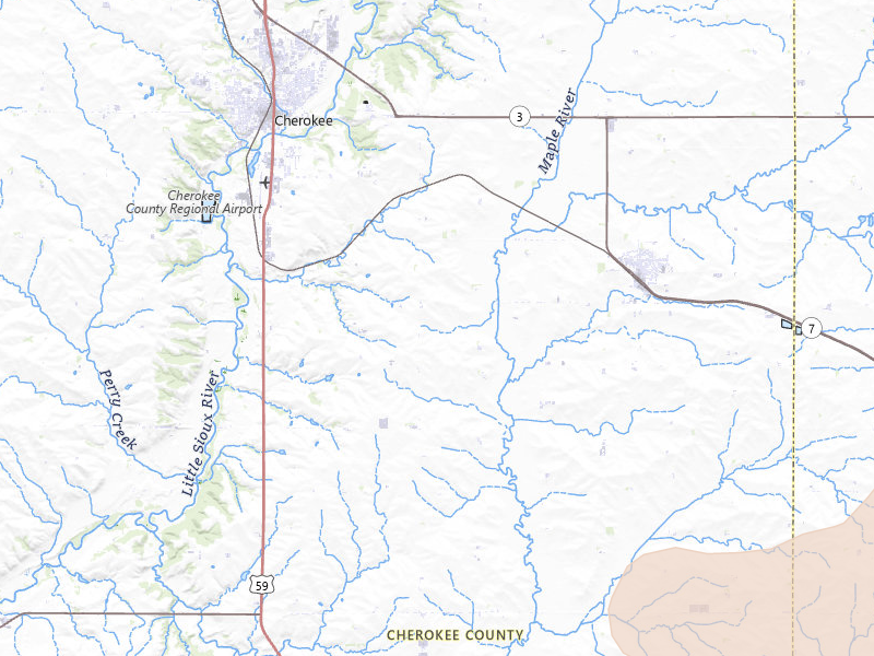 Radar-estimated hail-size map of the storm over Cherokee, IA on Jul 8, 2026