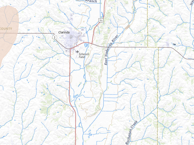 Radar-estimated hail-size map of the storm over Clarinda, IA on Mar 5, 2026