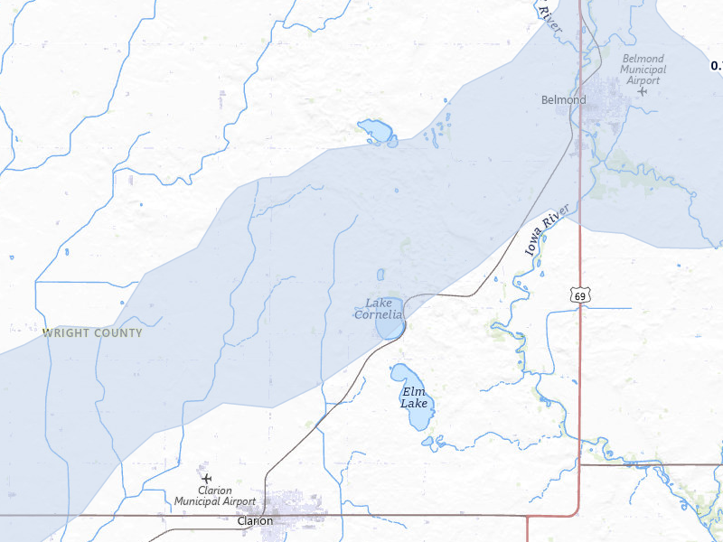 NEXRAD radar-signature map of the hail storm over Clarion, IA on Jun 28, 2026