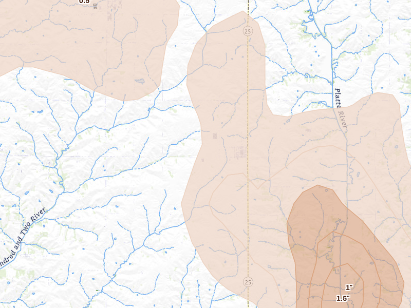 Radar-estimated hail-size map of the storm over Clearfield, IA