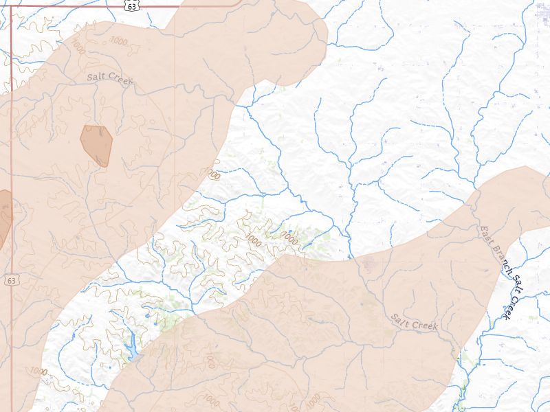 Radar-estimated hail-size map of the storm over Clutier, IA on Apr 17, 2026