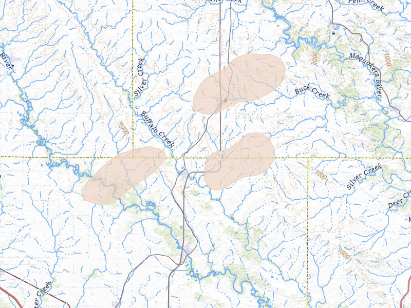 Radar-estimated hail-size map of the storm over Coggon, IA