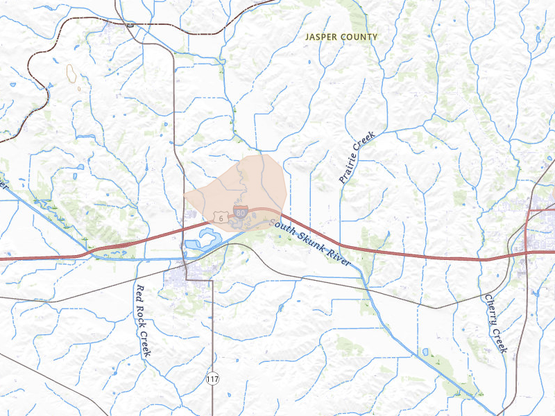 Radar-estimated hail-size map of the storm over Colfax, IA on Aug 10, 2026