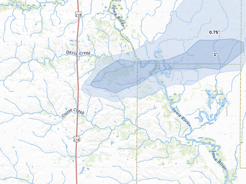 NEXRAD radar-signature map of the hail storm over Columbus Junction, IA on Apr 2, 2026
