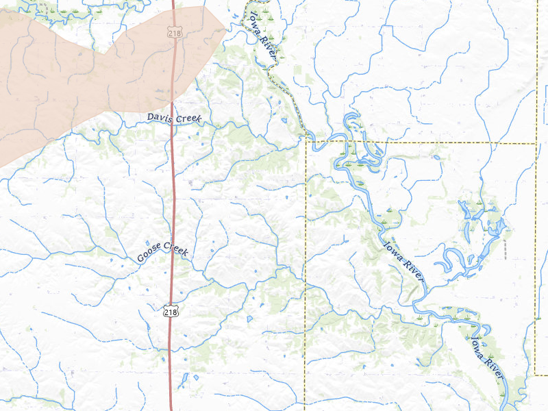 Radar-estimated hail-size map of the storm over Columbus Junction, IA on Jul 3, 2026