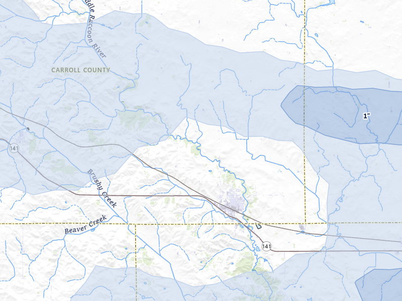 NEXRAD radar-signature map of the hail storm over Coon Rapids, IA on May 15, 2026