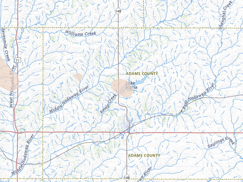 Radar-estimated hail-size map of the storm over Corning, IA on Jun 6, 2026