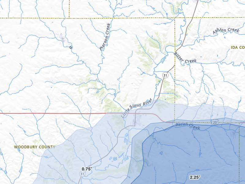 NEXRAD radar-signature map of the hail storm over Correctionville, IA on May 15, 2026