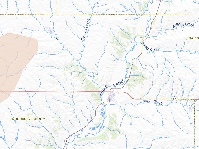 Radar-estimated hail-size map of the storm over Correctionville, IA on Jun 9, 2026