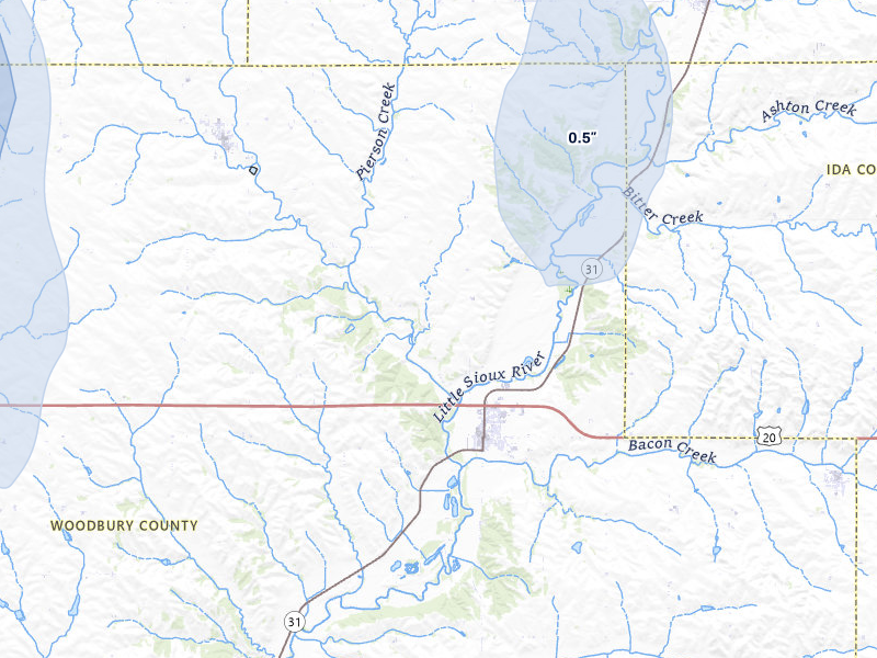 NEXRAD radar-signature map of the hail storm over Correctionville, IA on Jun 30, 2026
