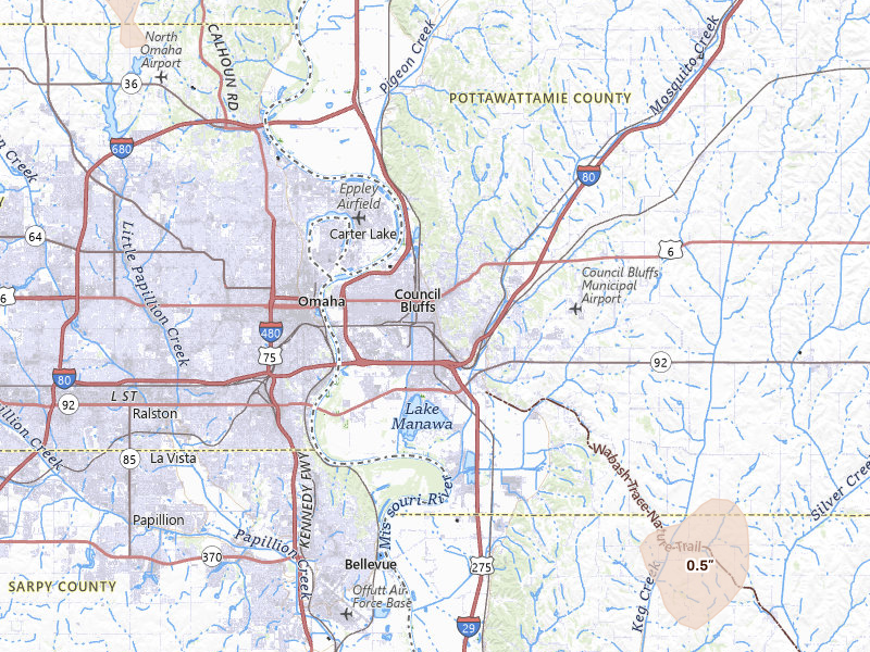 Radar-estimated hail-size map of the storm over Council Bluffs, IA on May 30, 2026