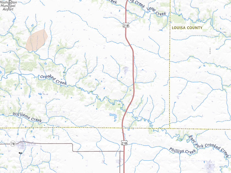 Radar-estimated hail-size map of the storm over Crawfordsville, IA on Jul 3, 2026