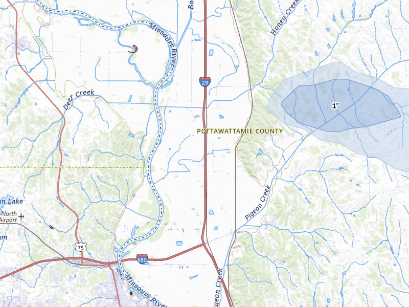 NEXRAD radar-signature map of the hail storm over Crescent, IA on Apr 9, 2026