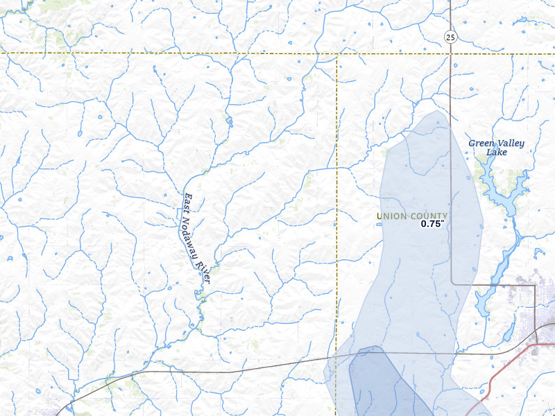 NEXRAD radar-signature map of the hail storm over Creston, IA on Jul 20, 2026