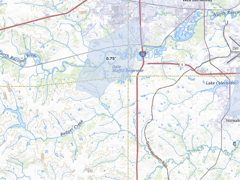 NEXRAD radar-signature map of the hail storm over Cumming, IA on Mar 6, 2026