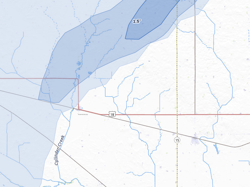 NEXRAD radar-signature map of the hail over Cylinder, IA