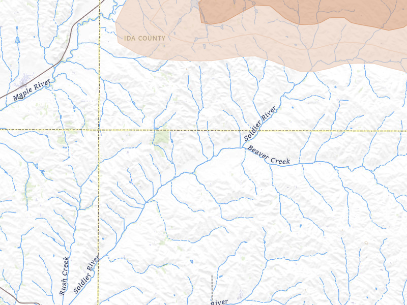 Radar-estimated hail-size map of the storm over Danbury, IA on May 15, 2026
