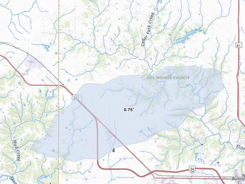 NEXRAD radar-signature map of the hail storm over Danville, IA on May 15, 2026
