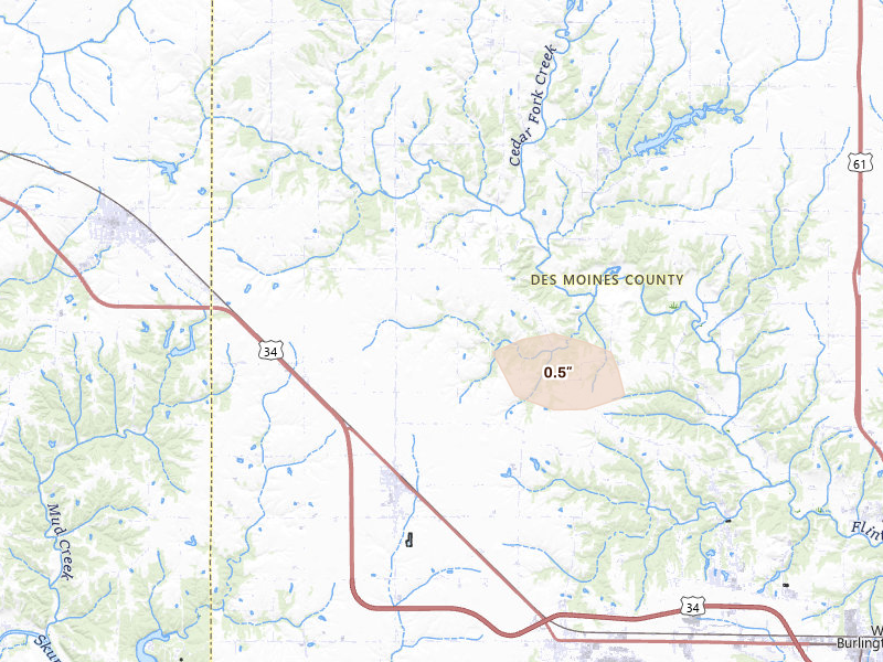 Radar-estimated hail-size map of the storm over Danville, IA