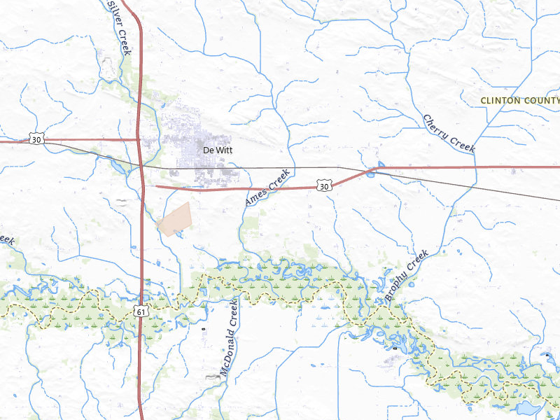 Radar-estimated hail-size map of the storm over De Witt, IA on Mar 10, 2026