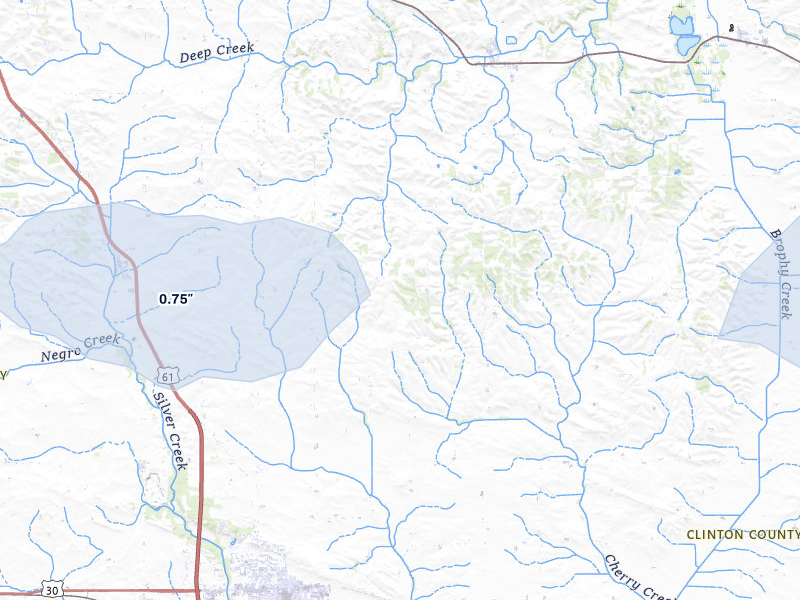 NEXRAD radar-signature map of the hail over De Witt, IA