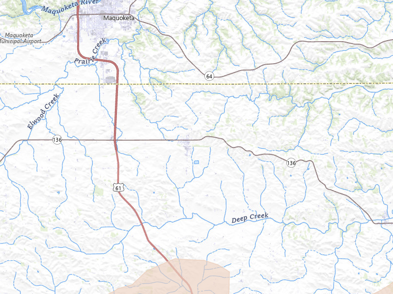 Radar-estimated hail-size map of the storm over Delmar, IA on Jul 3, 2026