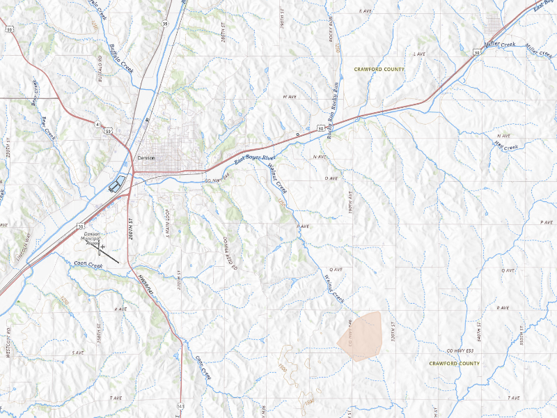 Radar-estimated hail-size map of the storm over Denison, IA