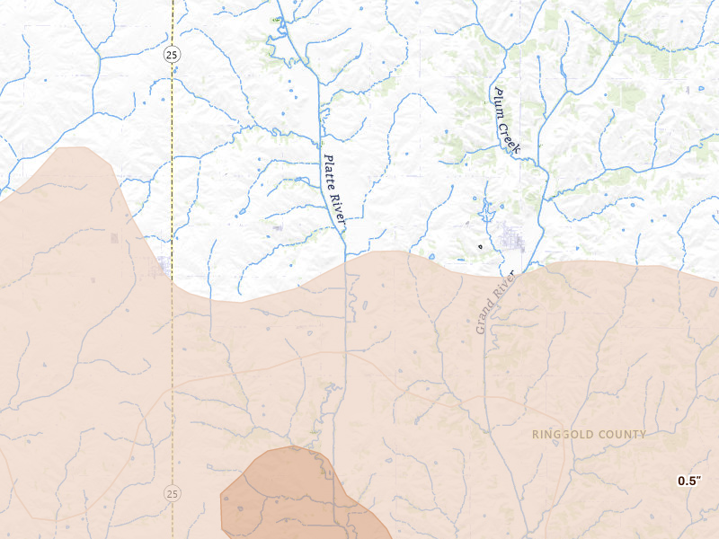 Radar-estimated hail-size map of the storm over Diagonal, IA on May 18, 2026