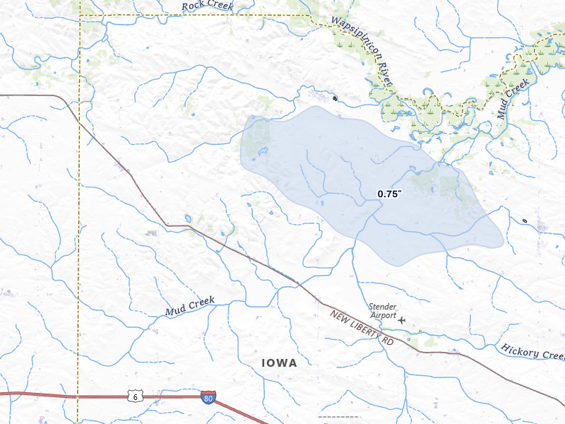 NEXRAD radar-signature map of the hail storm over Dixon, IA on Apr 17, 2026