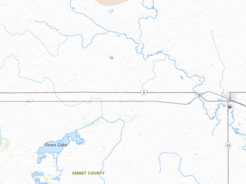 Radar-estimated hail-size map of the storm over Dolliver, IA on Apr 22, 2026