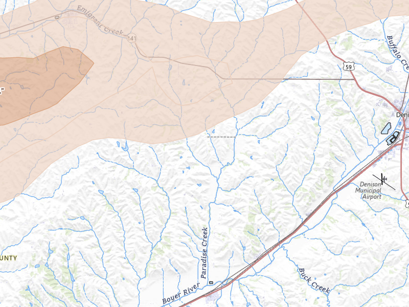 Radar-estimated hail-size map of the storm over Dow City, IA on Aug 11, 2026